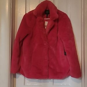Magenta pink faux fur Forever 21 jacket/coat
